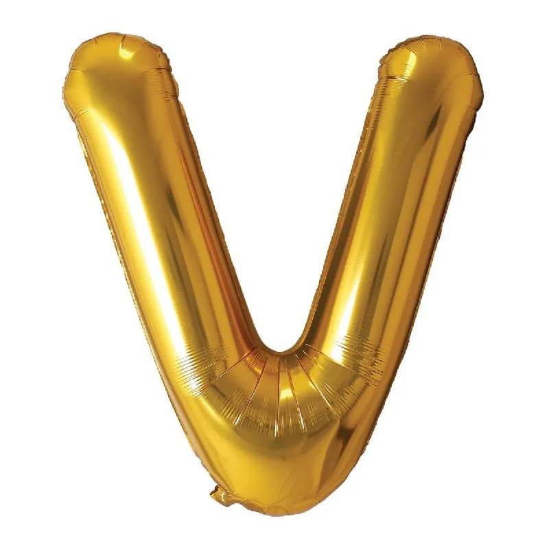 - Postoperative pet anti-licking Elizabethan collar Gold Letter V Foil Balloon, 34 Inches