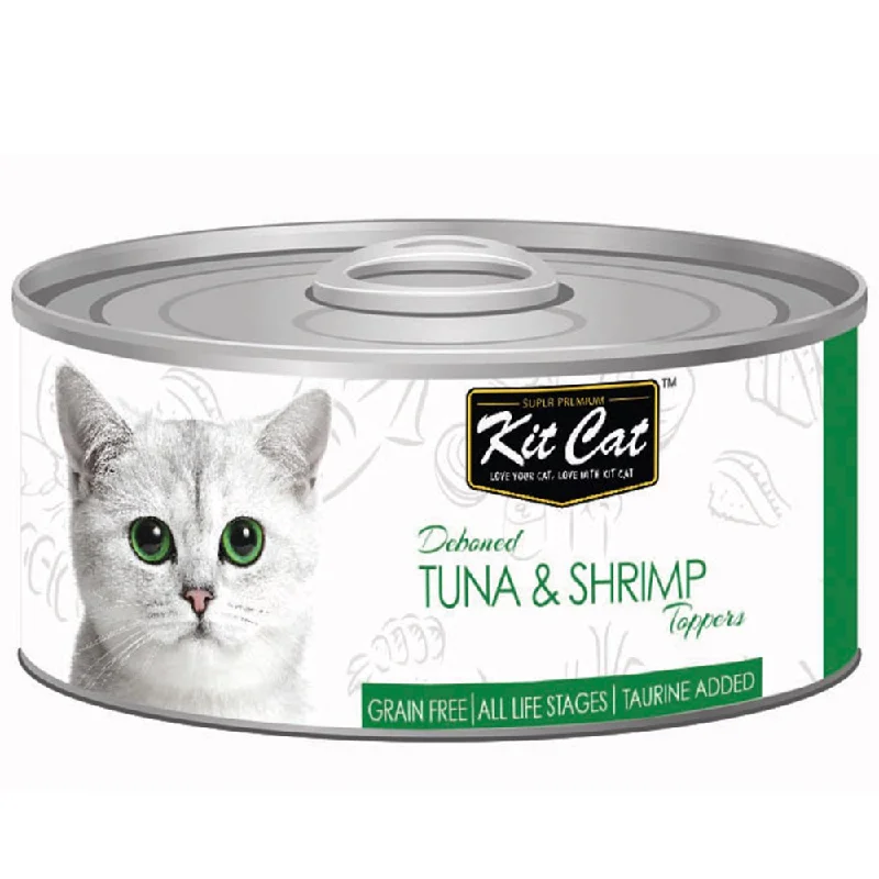 - Affordable cat food with good quality Kit Cat Deboned Tuna & Shrimp Toppers Grain-Free Canned Cat Food 80g - Affordable cat food with good quality Kit Cat Deboned Tuna & Shrimp Toppers Grain-Free Canned Cat Food 80g