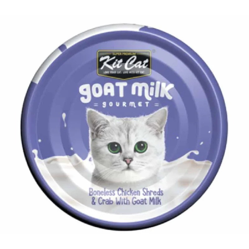 - Indoor cat food Kit Cat Goat Milk Gourmet Boneless Chicken Shreds & Crab Grain-Free Canned Cat Food 70g - Indoor cat food Kit Cat Goat Milk Gourmet Boneless Chicken Shreds & Crab Grain-Free Canned Cat Food 70g