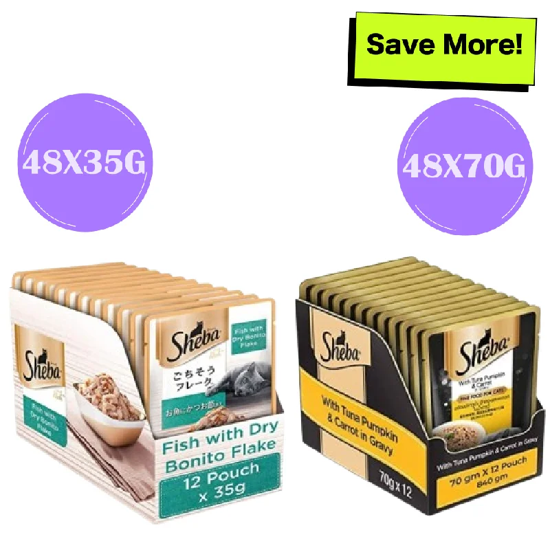 - Purina Pro Plan cat food palatability Sheba Fish with Dry Bonito Flake and Tuna Pumpkin & Carrot In Gravy Rich Premium Adult Fine Cat Wet Food Combo - Purina Pro Plan cat food palatability Sheba Fish with Dry Bonito Flake and Tuna Pumpkin & Carrot In Gravy Rich Premium Adult Fine Cat Wet Food Combo